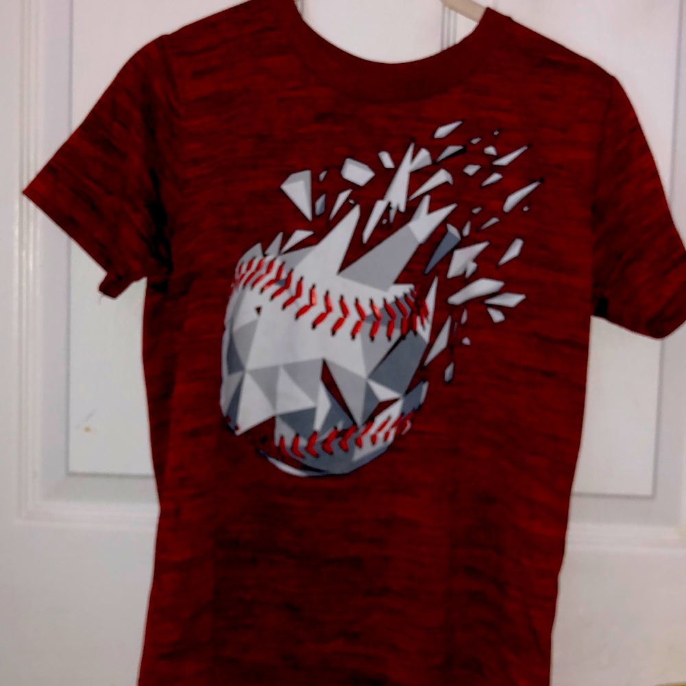 Tek Gear Red Baseball Shirt Short Sleeve Sports Athletic Top